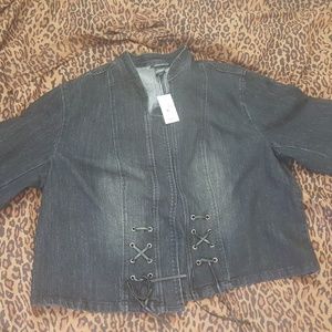 Ashley Stewart Denim Lace Blazer